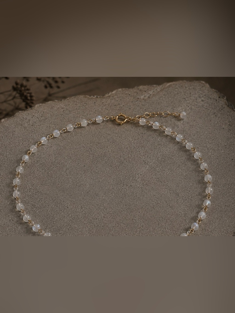 Sterling Silver Moonstone Choker | Dainty Wire Wrapped Necklace - Picture 4 of 4
